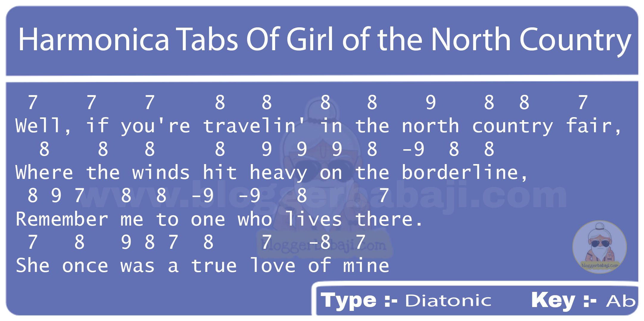 Harmonica Tabs Of Girl of the North Country