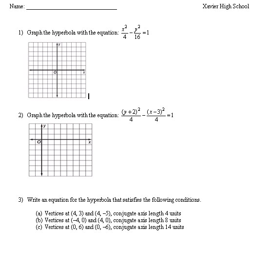precalculus homework worksheet hyperbolas day 2