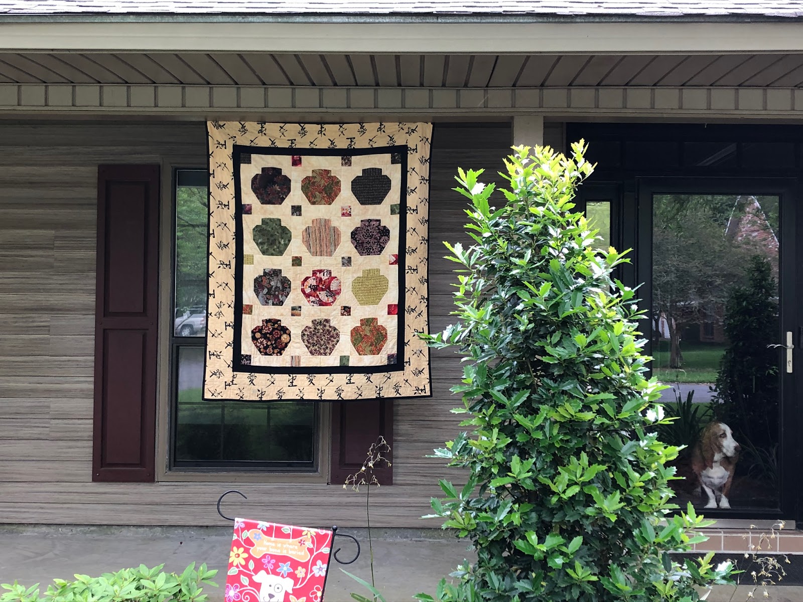 Quilts and Dogs Day 15 porch Quilt Show