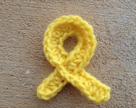 A completed cancer awareness ribbon for sarcoma- use pink for breast cancer, or peach for uterine cancer. Easy and quick!