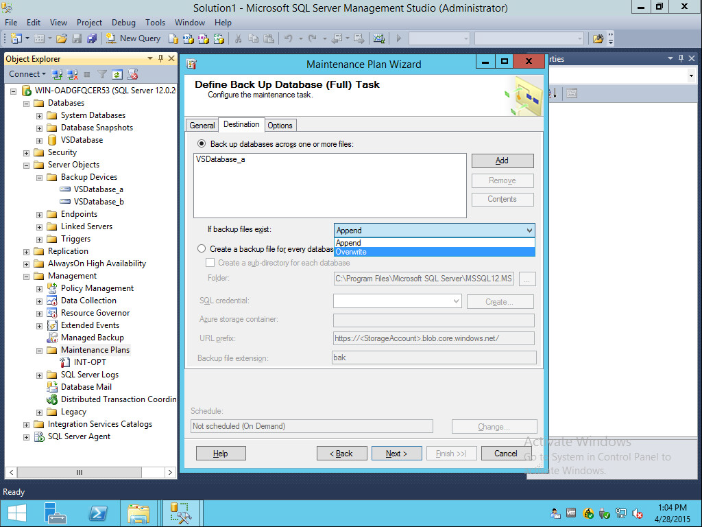 CSITech.co IT Articles: SQL 2014 - Creating a Database Maintenance Plan