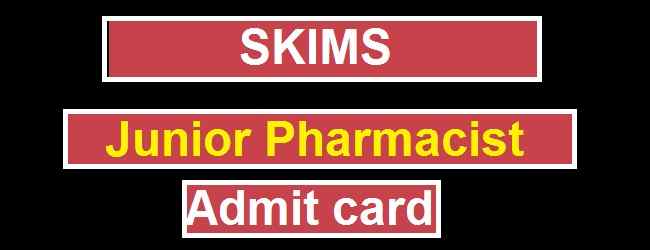 J&K SKIMS Junior Pharmacist 