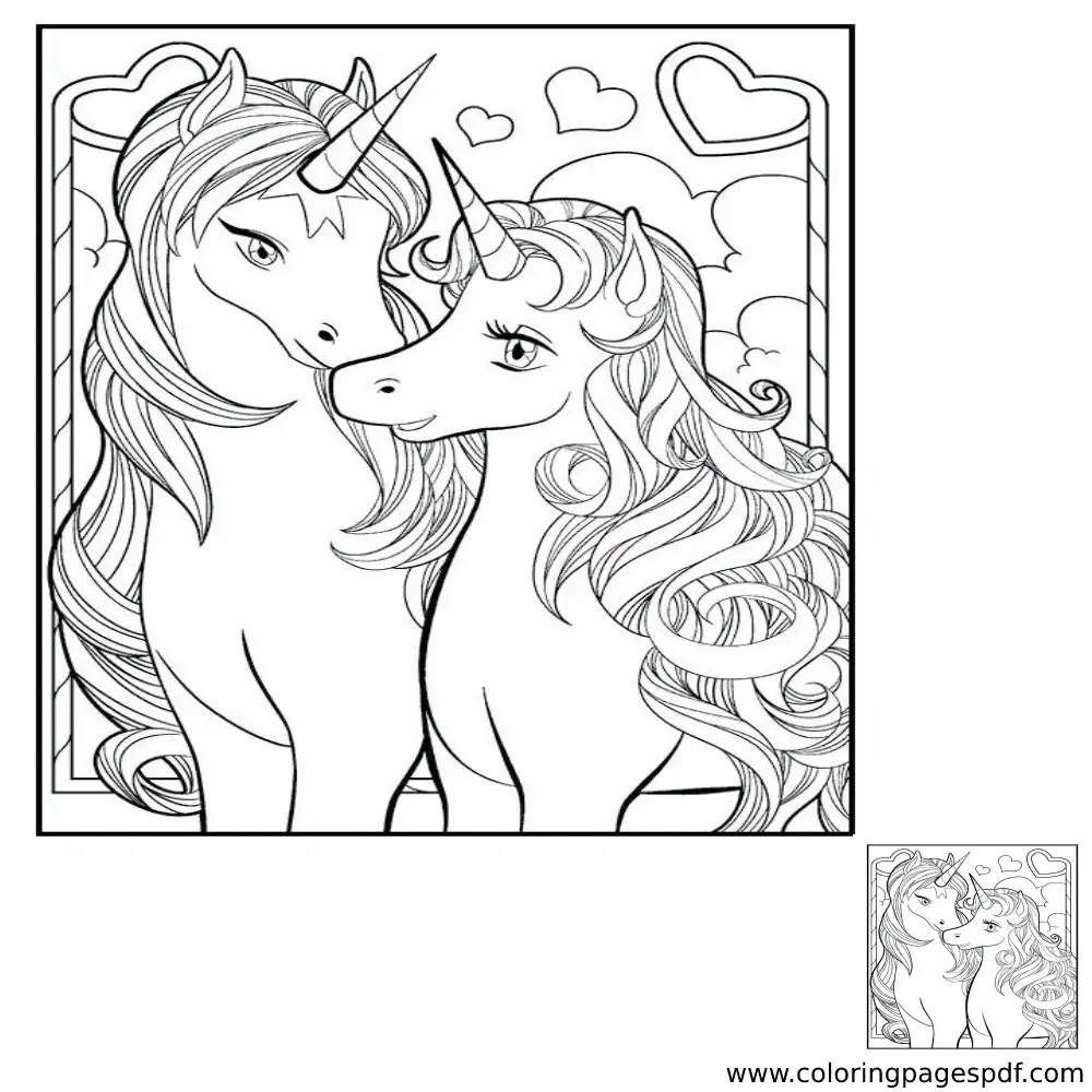 Coloring Page Of Unicorn Lovers