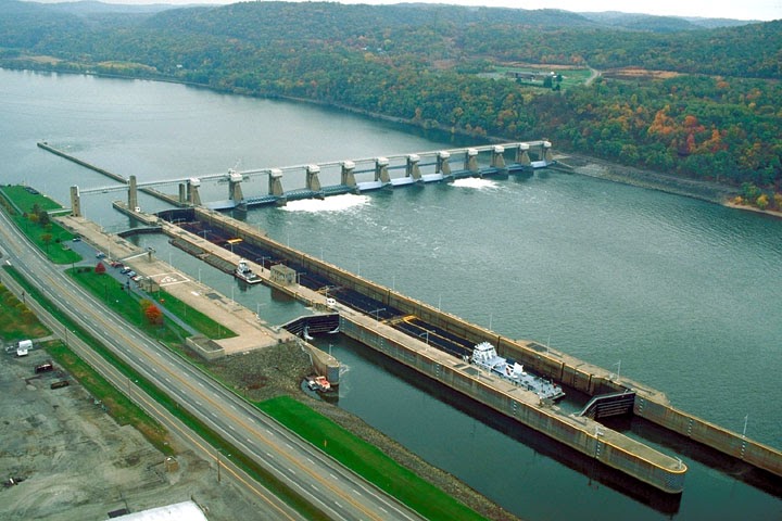 Industrial History: New Cumberland Locks and Dam on Ohio River at Industrial History: New Cumberland Locks and Dam on Ohio River at