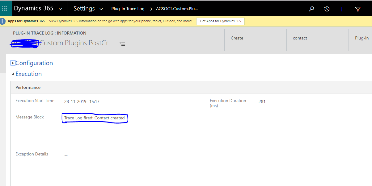 Enable plugin or custom workflow trace logs in MS Dynamics 365