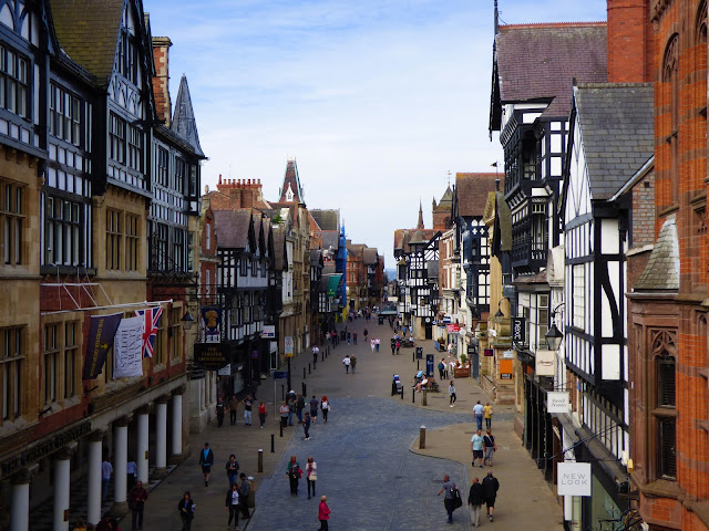 Looking over Chester High Street from the city walls