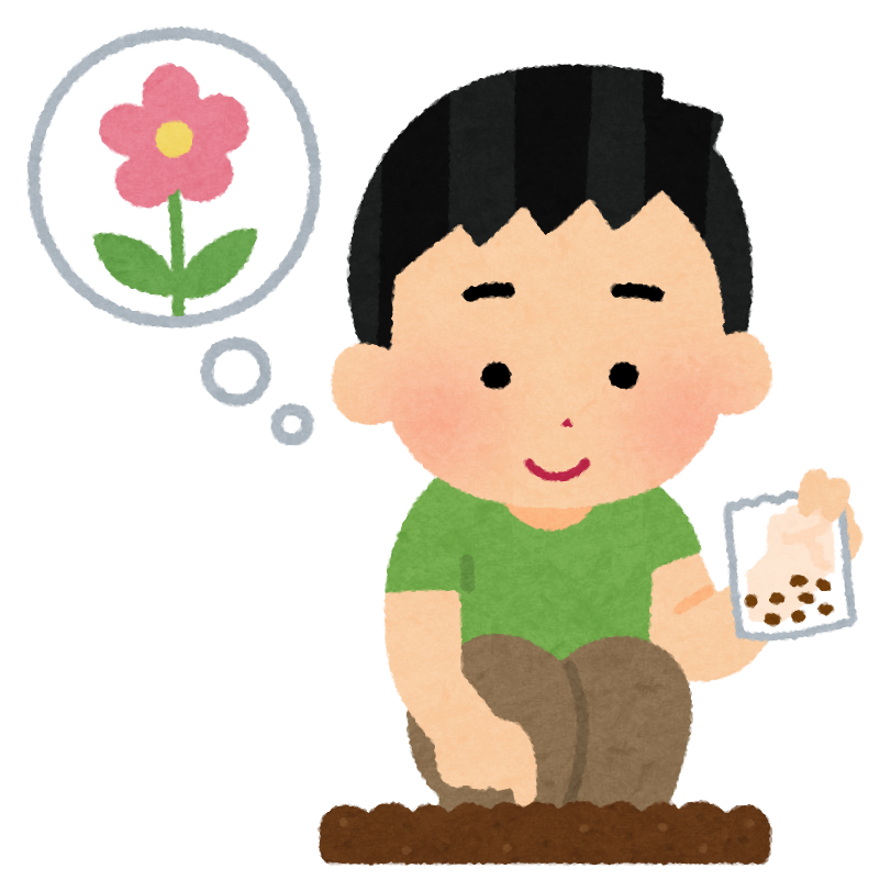 無料イラスト かわいいフリー素材集: 花の種を植える人のイラスト（男の子）