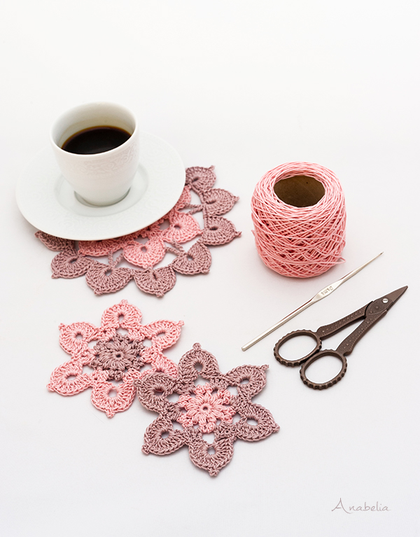 Old Pink crochet table set, Anabelia Craft Design