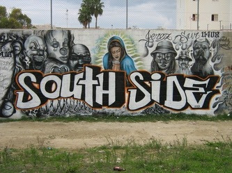 Graffiti de la pandilla de los Sureños