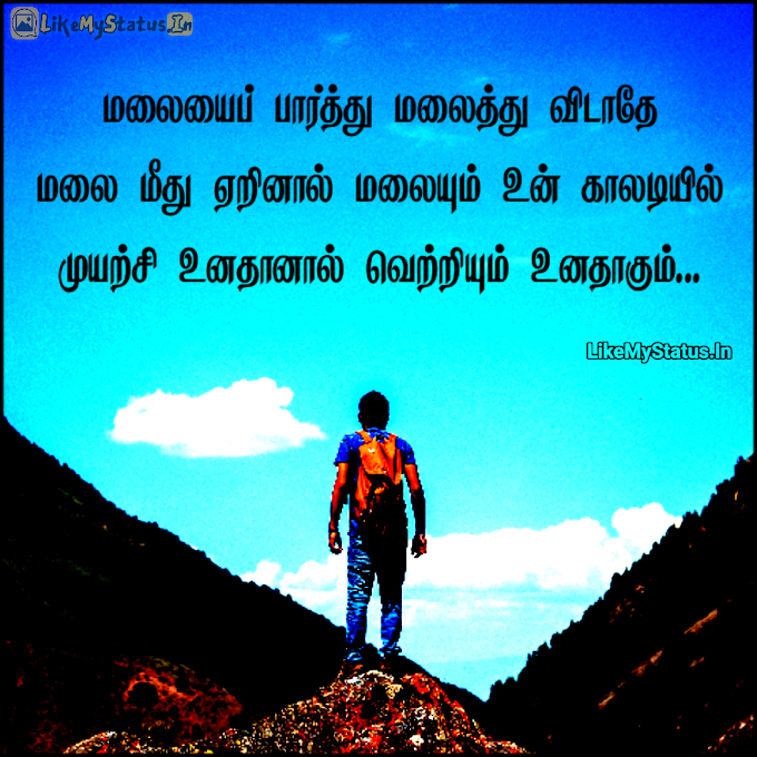 மலையைப் பார்த்து மலைத்து விடாதே... Tamil Motivational Quote Image...