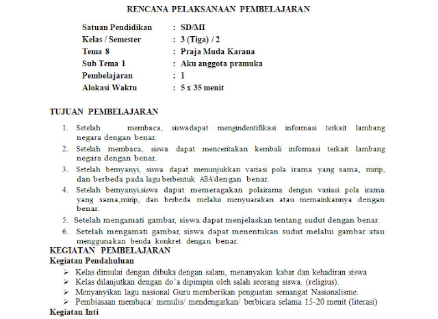 RPP 1 Lembar Kelas 3 SD/MI Tema 5: Cuaca