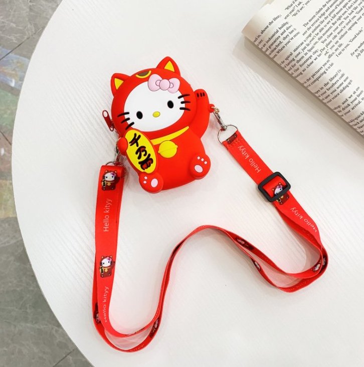 Túi Đeo Chéo Silicon Mèo Thần Tài Kitty