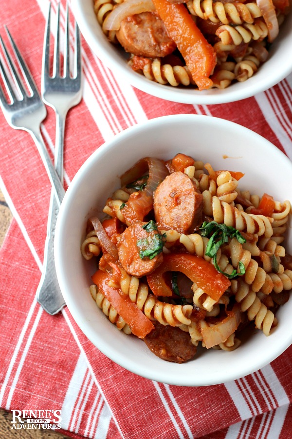 Smoked Sausage and Pepper Pasta Skillet | Renee's Kitchen ...