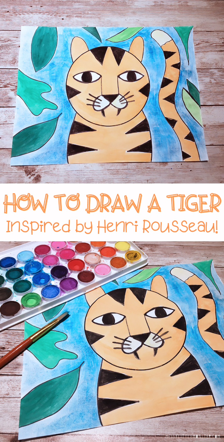 How to draw a tiger step by step. Henri Rousseau for kids.