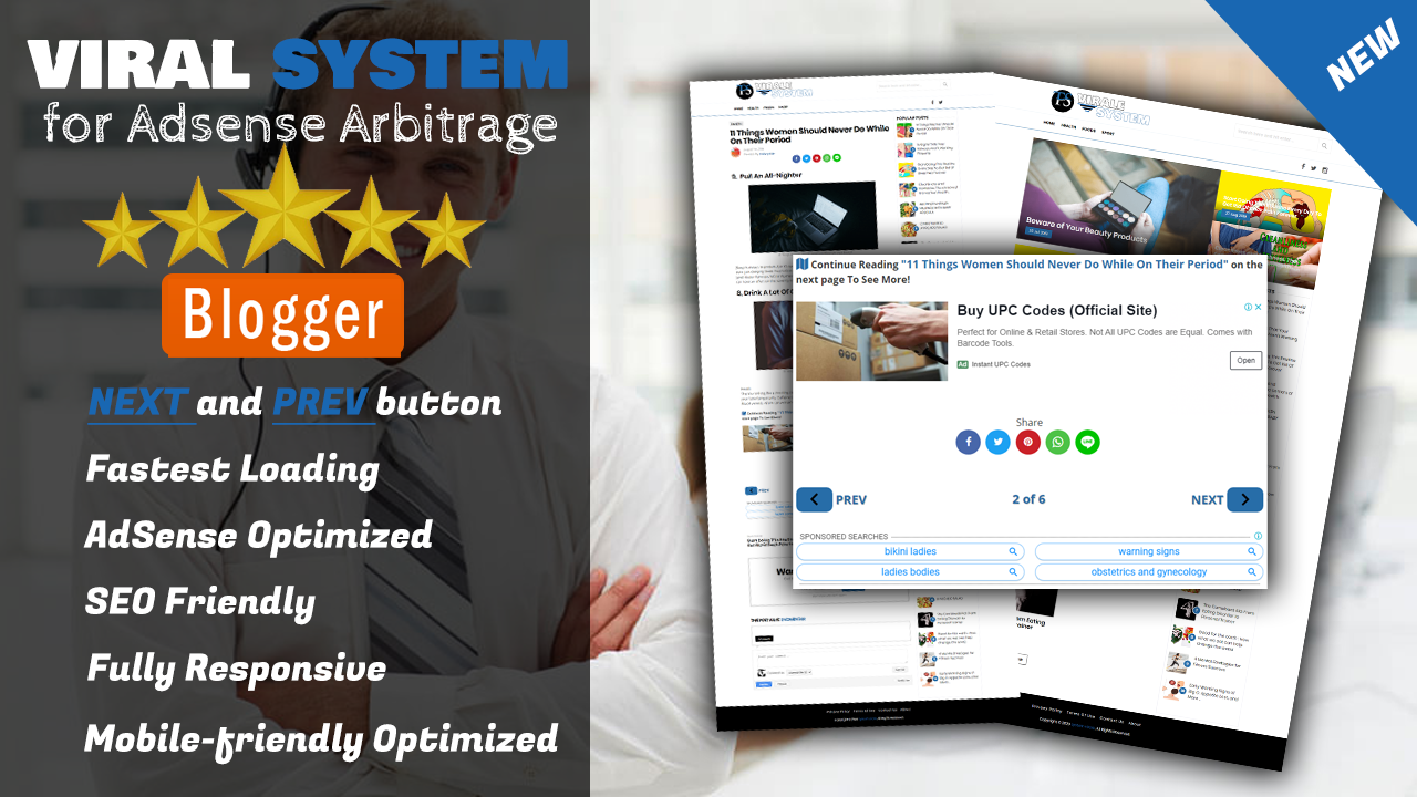 the best (blogger template) for working in AdSense arbitrage with next & prev button