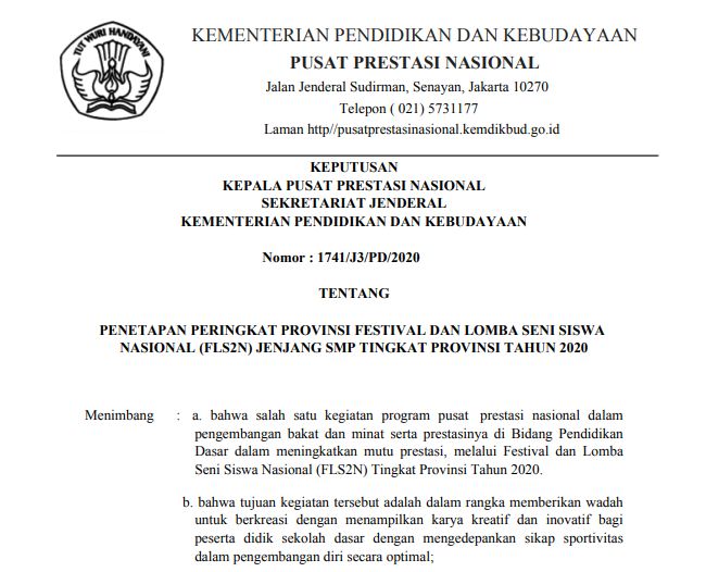 Pemenang Dan Peringkat Provinsi Fls2n Daring Smp Tahun 2020 Informasiguru Com