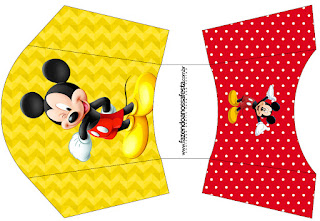 Mickey in Yellow, Zigzag and Red Background: Free Printable Boxes. Mickey in Yellow, Zigzag and Red Background: Free Printable Boxes.