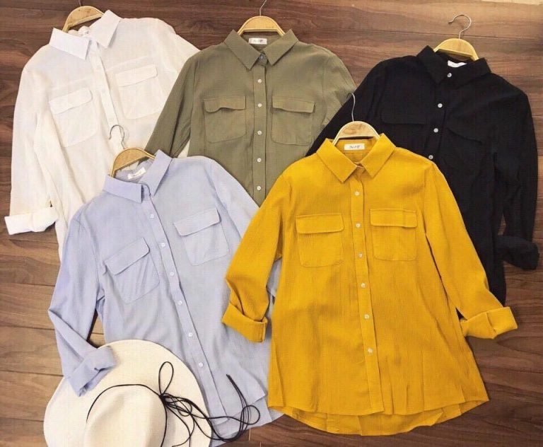 Sản phẩm áo sơ mi nữ may bằng vải đũi