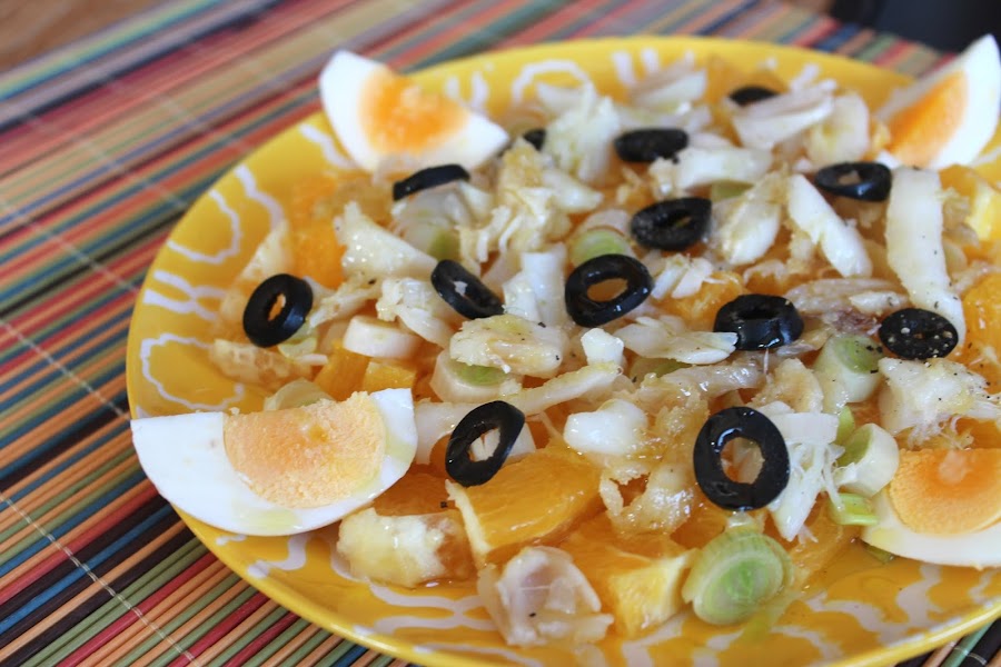 remojón granadino ensalada de naranja, bacalao y cebolleta