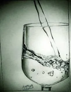 لوحات رسم جميلة وبسيطة من الطبيعة لكأس الماء