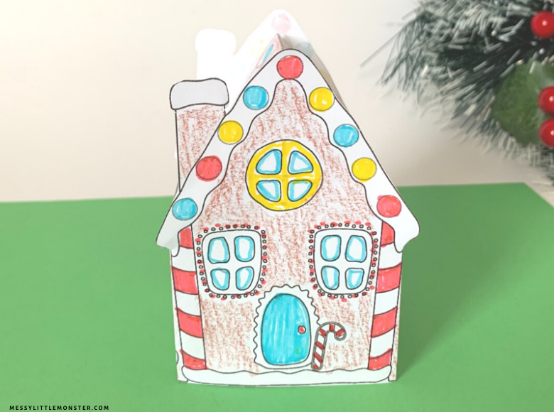 Paper Gingerbread House (template included) Messy Little Monster