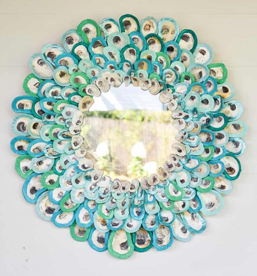 How to Make Oyster Shell Mirror Painted Blue