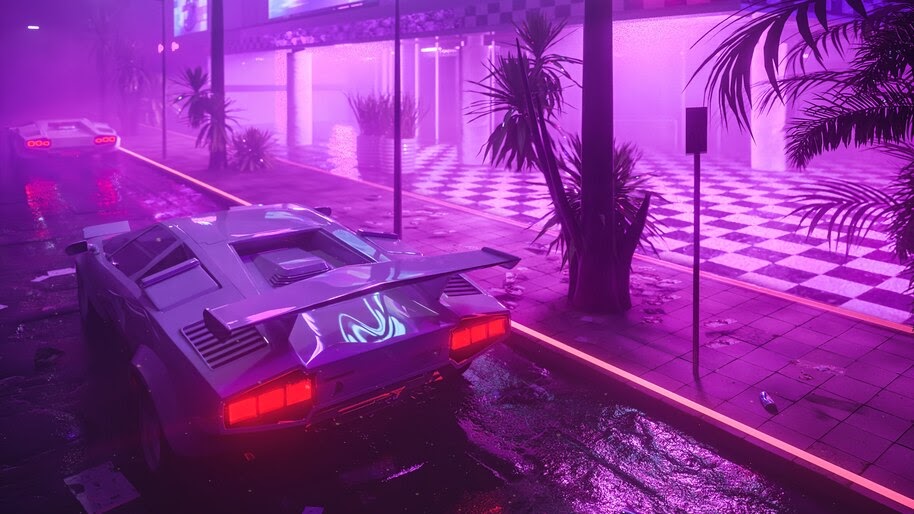 Lamborghini, Car, Neon, Night, Digital Art, 4K, #6.2522 Wallpaper