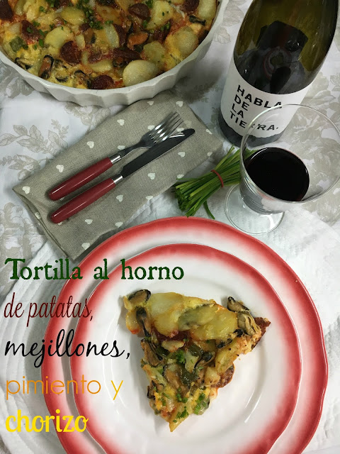 Tortilla Al Horno De Patatas, Mejillones, Pimiento Y Chorizo