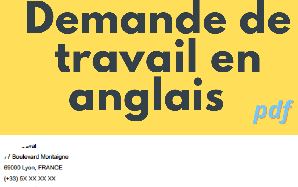 Demande de travail en anglais exemple