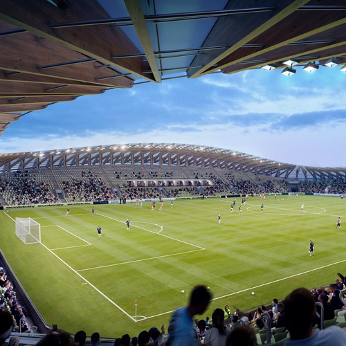 Zaha Hadid Architects build football stadium made of wood for Forest Green Rovers football club
