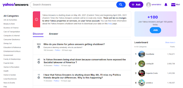 Yahoo Answers Shutting Down Forever on May 4th