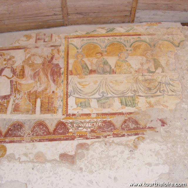 Wall paintings in the chapel of St Georges, Rochecorbon, Indre et Loire, France. Photo by Loire Valley Time Travel.