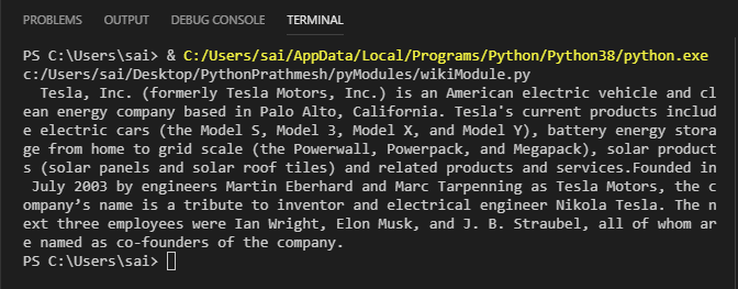 Wikipedia Module in Python
