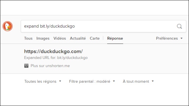 DuckDuckGo - Expand URL