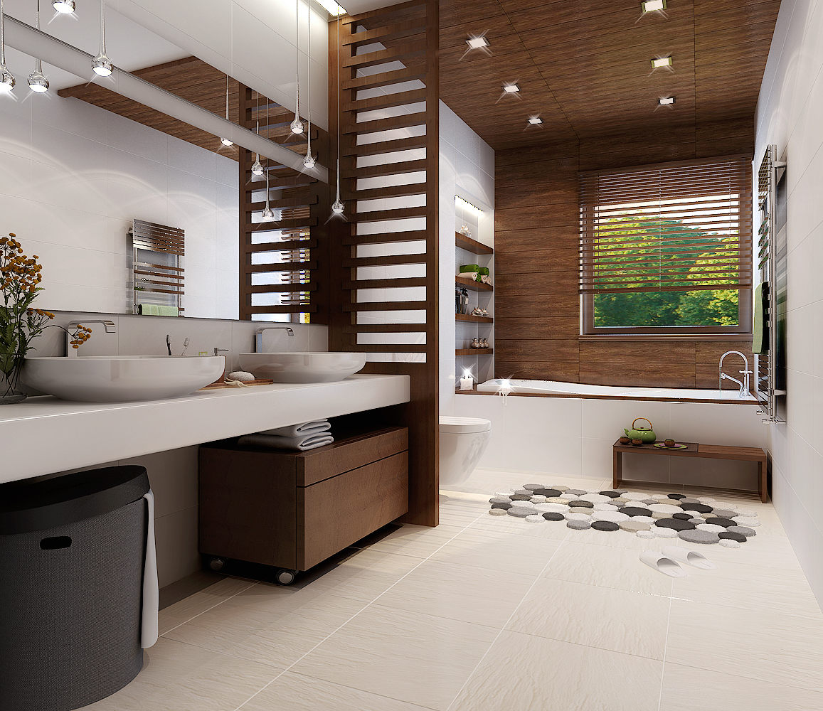 tati_interior design and visualization: ванная в загородном доме