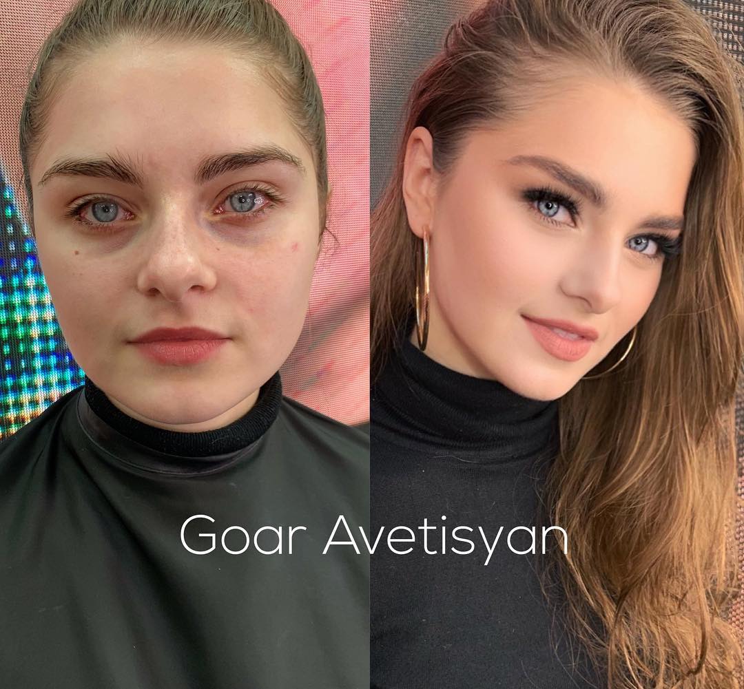Maquiagem antes e depois
