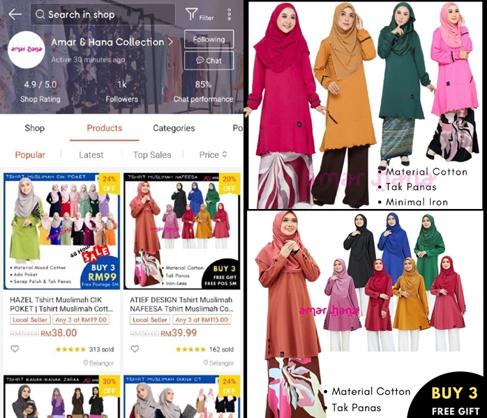 Kedai Baju Blouse Muslimah di Shopee Yang Murah