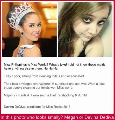 Devina Dediva Racist Comments Against Miss World Megan Young Of The