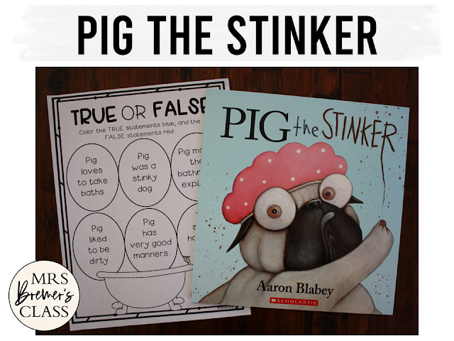 Pig the Stinker Pig the Grub book study activities unit with Common Core aligned literacy companion activities for Kindergarten and First Grade