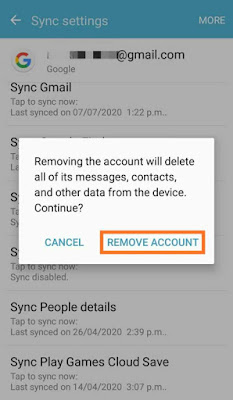 How to remove a gmail account permanently in samsung phone 8