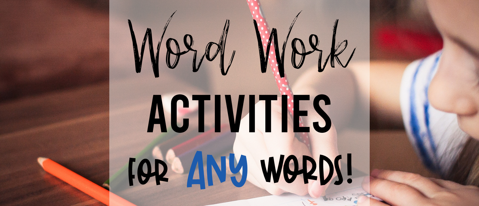 Word work activities for ANY words! Word work is an essential part of language learning in the primary grades. Make word work FUN while LEARNING takes place! There are seventeen different word work activities included in this pack. They can be used for absolutely ANY word learning! Perfect for literacy centers or sub plans. A must have for Kindergarten- Third Grade! #wordwork #wordworkactivities #spelling #1stgrade #2ndgrade #kindergarten