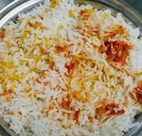 Colourful rice for restaurant style veg biryani recipe