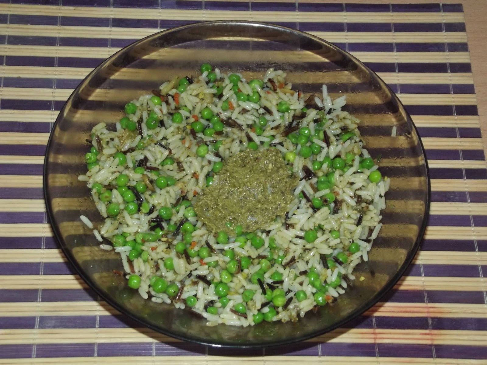 Adventures in Flavorland Wild rice risotto with peas and basil pesto