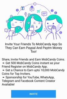 invite friends to mobcandy app