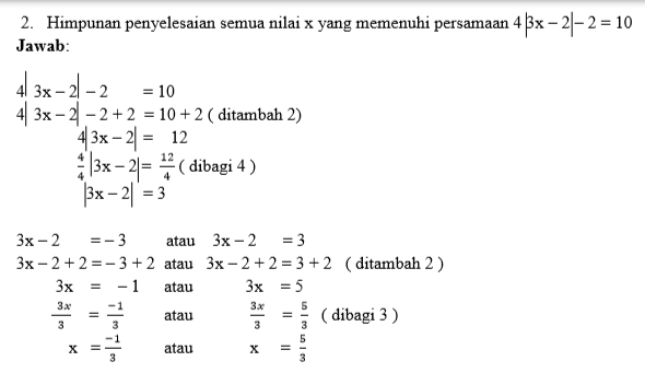 Persamaan Nilai Mutlak Linear Satu Variabel