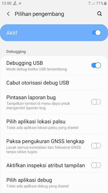 USB Debugging Pengaturan USB Debugging samsung