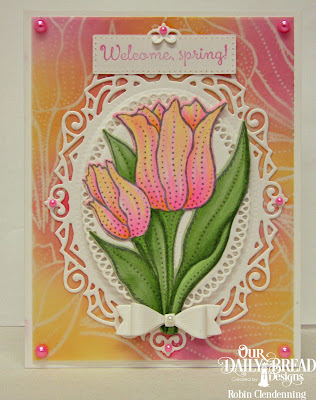 Our Daily Bread Designs Stamp Set: Tulips, Custom Dies: Tulip, Ornate Ovals, Mini Bow, Pierced Rectangles