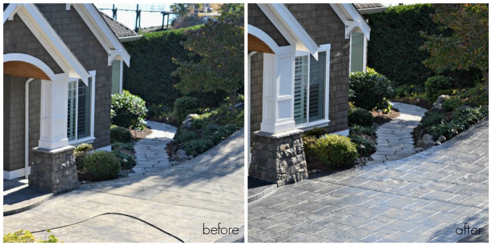 before and after of unstained stamped concrete and how to stain it yourself