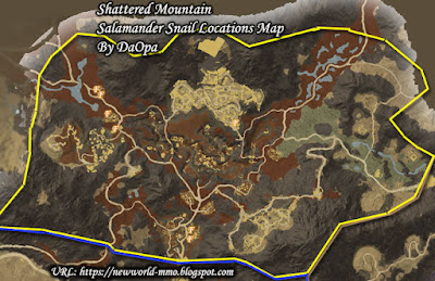 Shattered Mountain salamander snail locations map