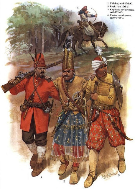 Турецкие пехотинцы и татарский всадник, XVII век